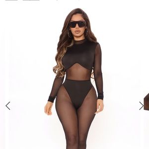 Sheer mesh bodysuit all black